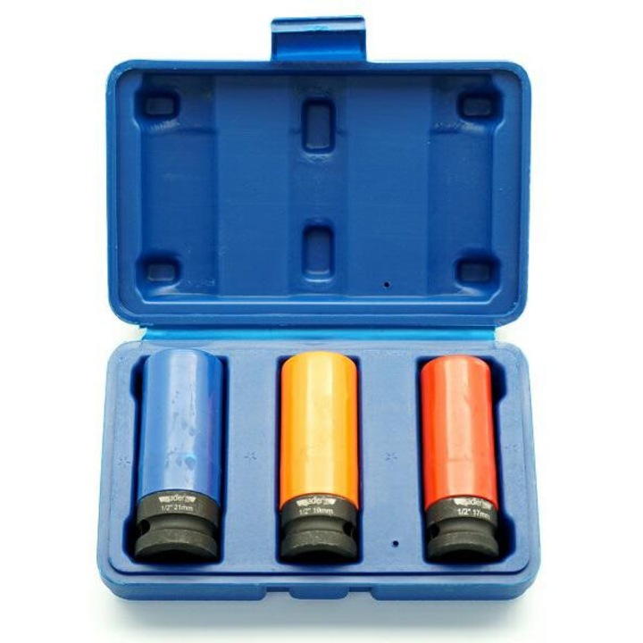 Set 3 nasadki udarowe ADLER, 17x19x21mm, Cr-Mo, 1/2"