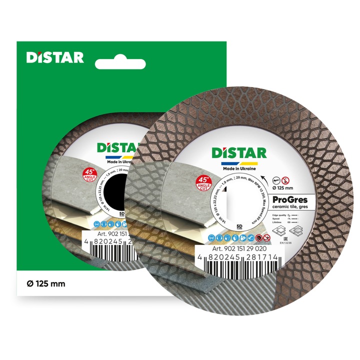 Disc diamantat Distar 1A1R PRO Gres, 125x1.9x22.23mm, pentru gresie si ceramica