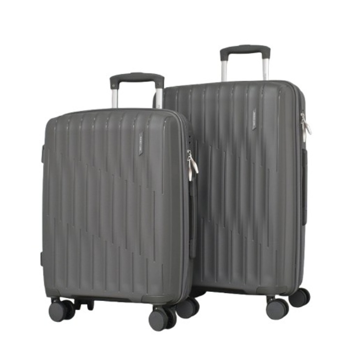 Bőröndkészlet PERFECT LINE PP 1033, Expander, 65/44/27 cm, szürke, 2 részes