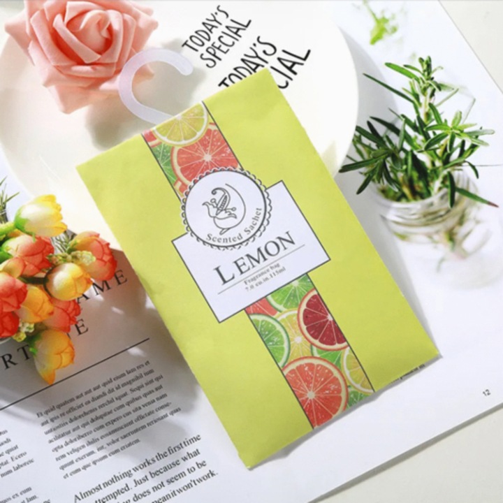 5 db természetes citrom illatú aromatasak készlet otthoni, irodai és autós használatra