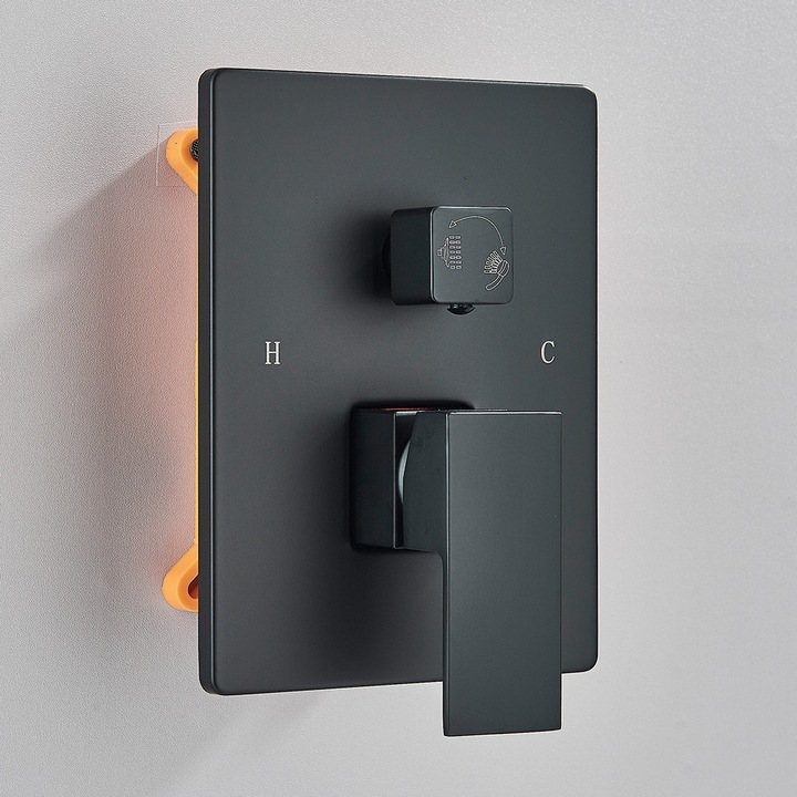 Душ система за вграждане, матово черно покритие, 30 см глава за душ тип дъждовен душ