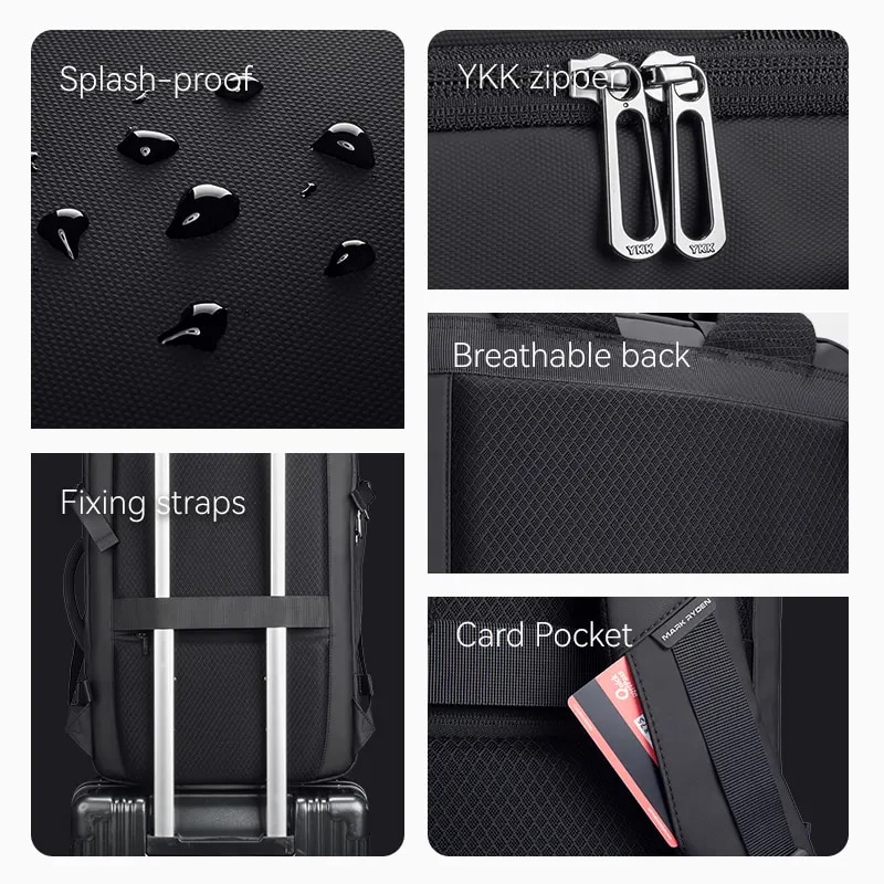 Rucsac multifunctional, Mark Ryden, spate cu plasa ergonomica, respirabila si ventilata, compatibil cu laptop 17.3 inch si tableta 12.9 inch, 27L, port USB si micro USB, impermeabil, antifurt, negru