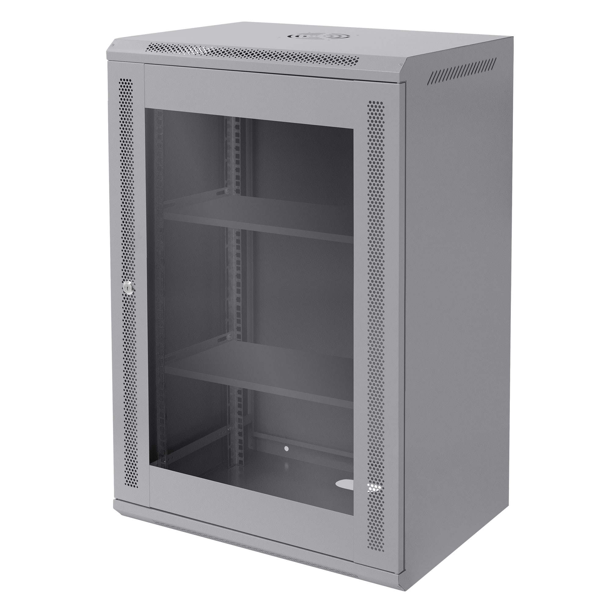 Open Rack Retea Cabinet rack retea de 19” ECD Germany, 18 UM, gri, montare pe perete ...