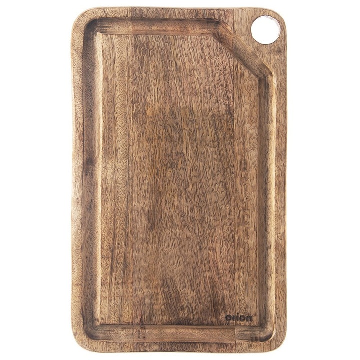 Placa De Taiat Si Servit, Orion, Lemn De Mango, Dreptunghiulara, 39.5x23 cm, Canale Adanci, Posibilitate De Suspendare, Rezistenta La Umiditate Si Deformari
