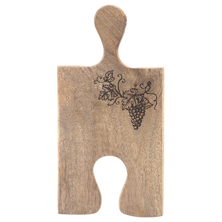 Tacatoare de bucatarie Artemis, 29,5x15cm, din lemn de mango, forma puzzle, culoare naturala