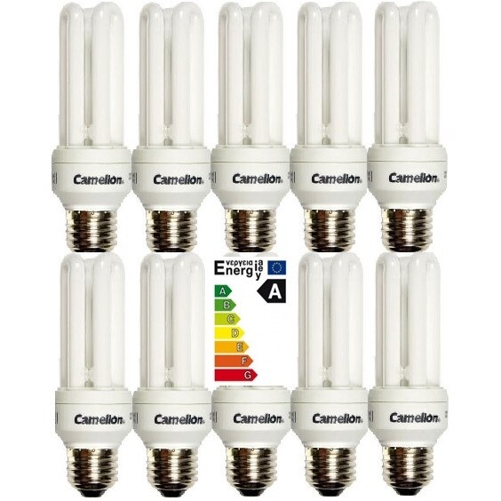 Set 10 becuri economice 3U, 15W ,E27, 2.700k, Camelion Germania