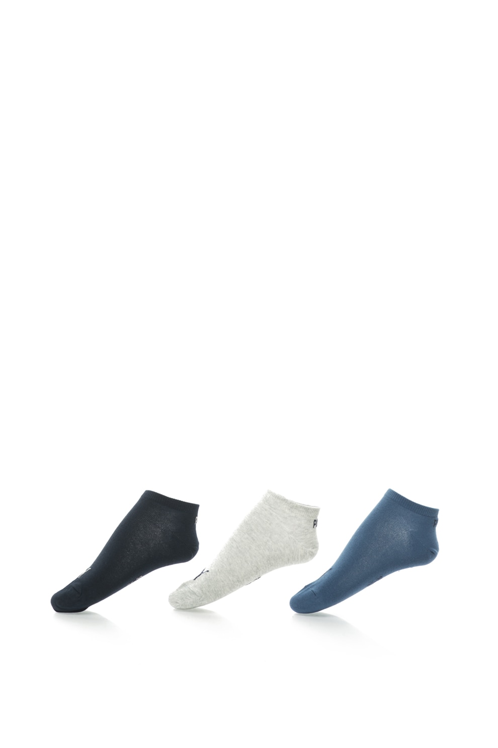 Puma, Set de sosete pana la glezna, unisex - 3 perechi, Gri/Bleumarin inchis/ Albastru