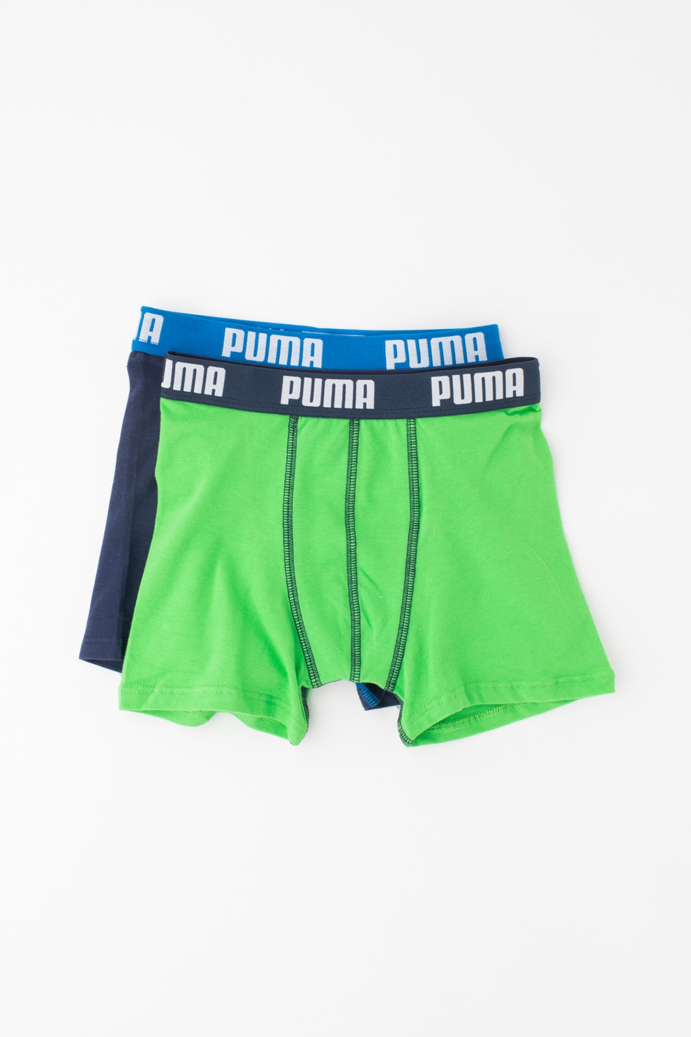 Puma, Boxeri cu banda cu logo Basic - 2 perechi, Albastru, Verde, 170-176 CM Standard