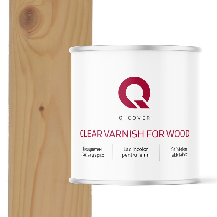 Lac incolor pentru lemn, Q-Cover, incolor, Semi-mat, pentru interior si exterior, pe baza de apa, prietenos cu mediul, usor de aplicat, foarte eficient, rezistenta extrem de ridicata si de lunga durata, rezistent la murdarie, rezistente la UV, 2.5L