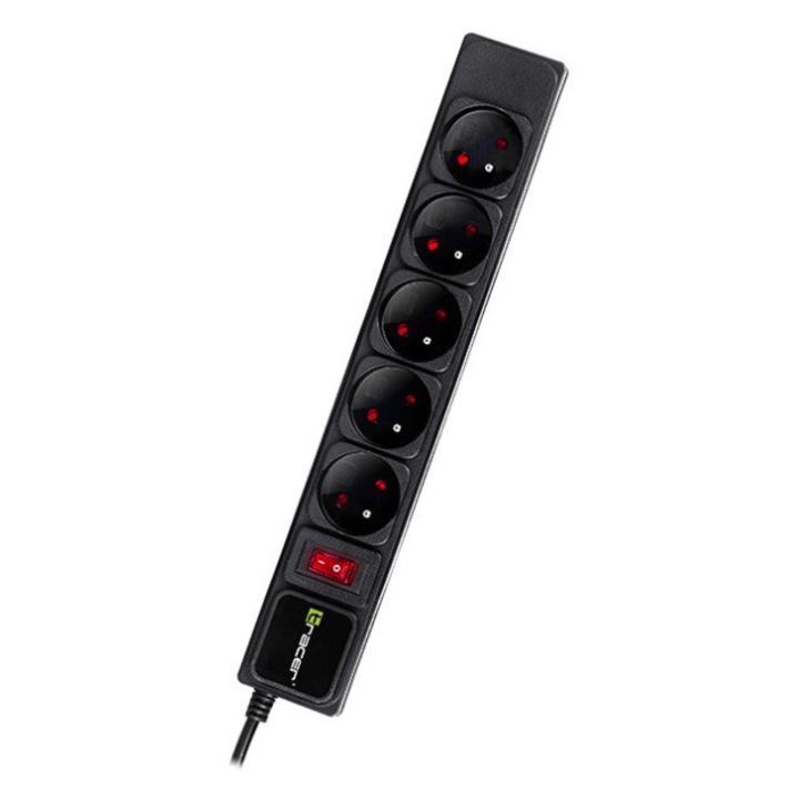 Удължител Tracer PowerGear TRALIS47138, 5 изхода, 5 м черен