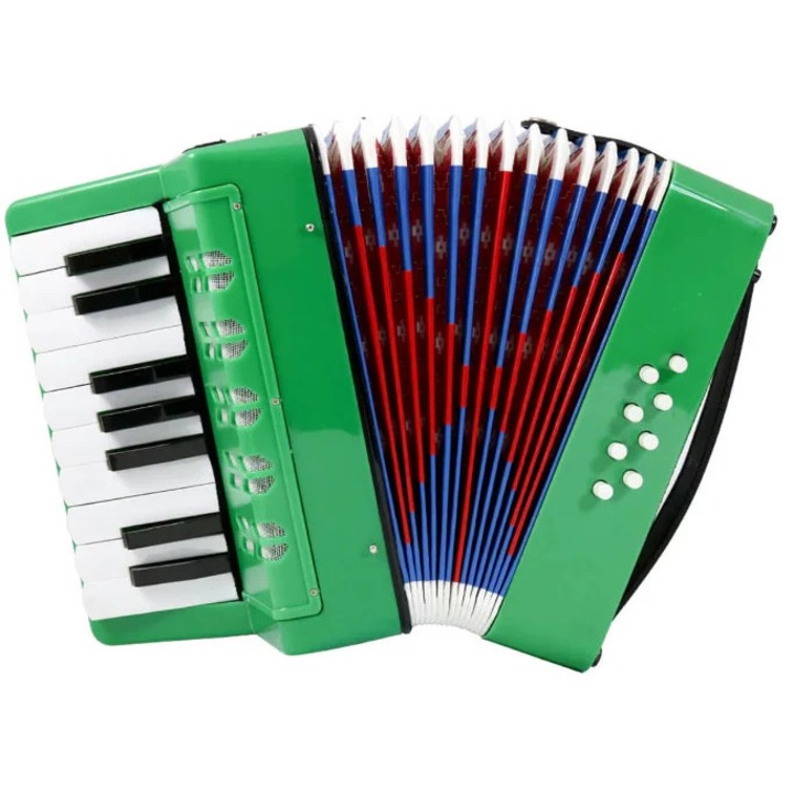 Acordeon Copii cu Clape, iStan, 23 x 38 cm - Verde
