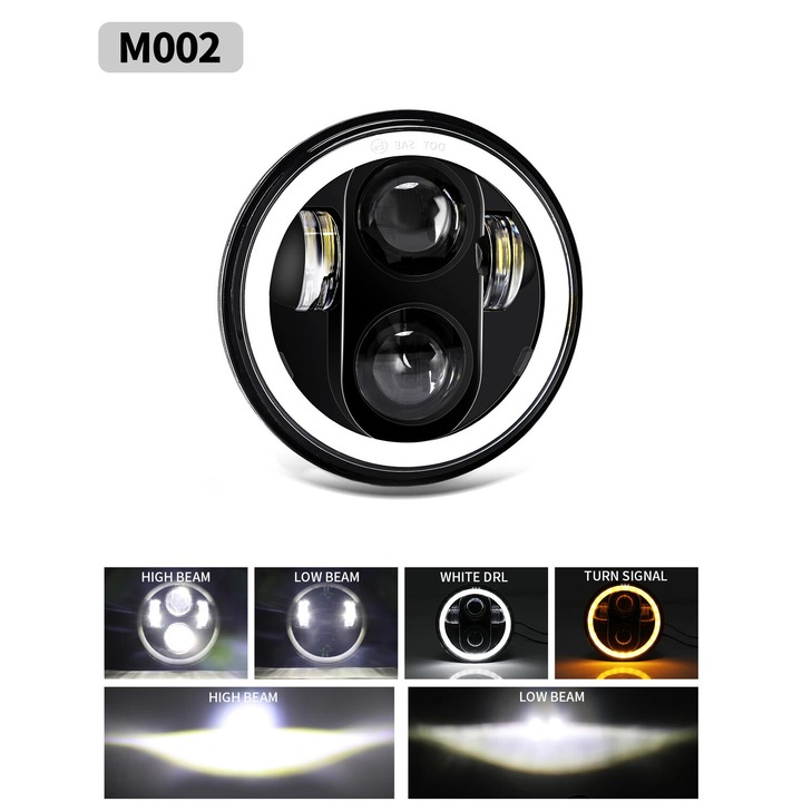 LED fényszóró, 5,75 hüvelyk, 35 W, többféle világítási funkció, fehér