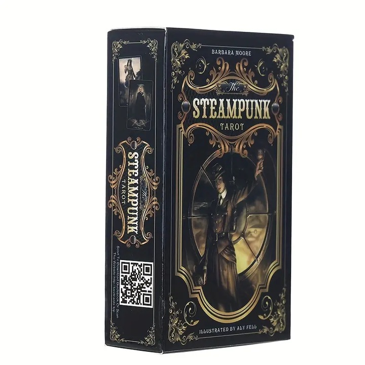 Pachet Tarot midi, Steampunk, Llewellyn Publications, Barbara Moore & Aly Fell, 2024, 10.5 x 6 cm