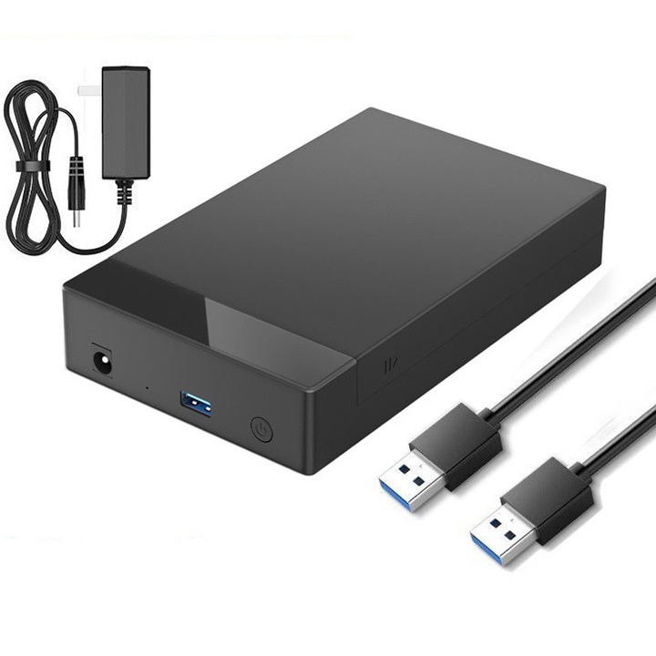 Külső állvány 2,5/3,5 hüvelykes SATA merevlemezekhez, Fudisenn USB 3.0, 22 TB támogatás, alumínium, fekete, 18x11,5x3,5 cm