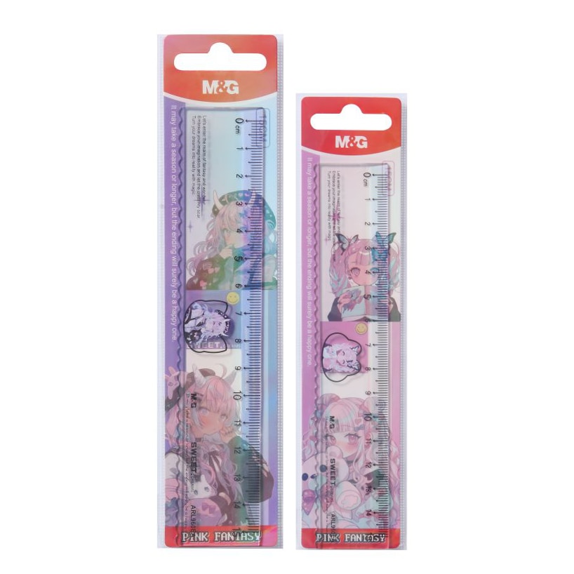 Linijka 15cm M&G, transparenta, motiv Pink Fantasy, set asortat