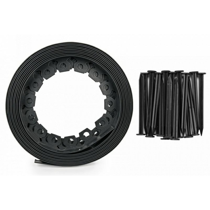 Set obrazari pentru gazon Bradas Easy Border 10m x 40mm, negru, 20 ancore