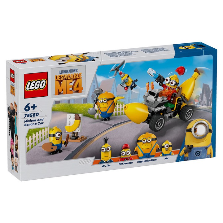 LEGO Gru 4 - Minyonok és banánautó, 136 elem, 6+, 4 minifigura, Járművek, Mesevilág