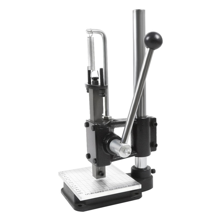 Presa Manuala pentru Piele, Reglabila 0-16cm, Procese de Gaurire, Pronging, Stampilare, Culoare Negru, Confortabila pentru Artizanii Pielariei