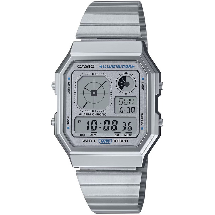 Ceas, Casio Vintage Collection, inox, argintiu, 34mm