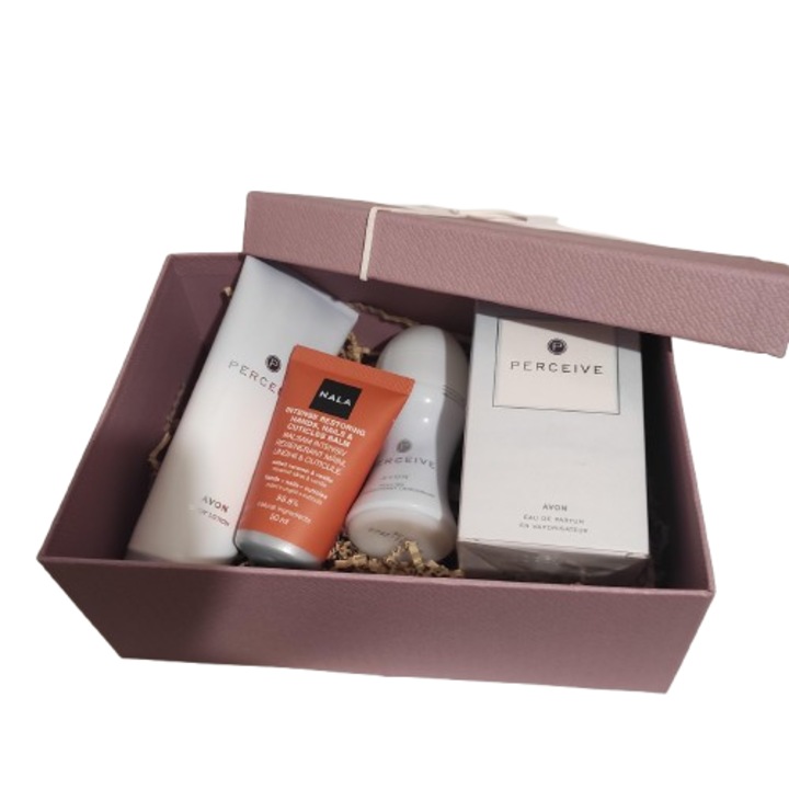 Set 3 produse Perceive + Balsam intensiv regenerant maini, unghii si cuticule Nala – cu caramel sarat si vanilie 50 ml in cutie cadou