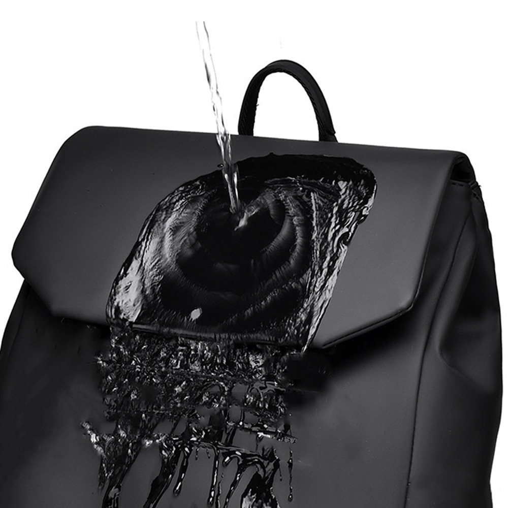 Rucsac Dollcini minimalist impermeabil pentru laptop 14" - unisex pentru scoala, munca si calatorii, negru mat