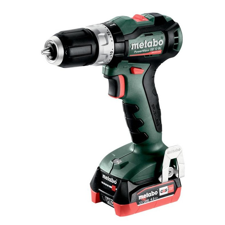 Masina de gaurit si insurubat Metabo, 12V, 2x4Ah LiHD, 45Nm, cu functie de impact, verde
