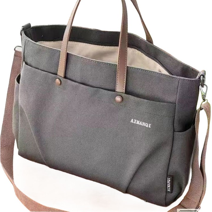 Многофункционална чанта за през рамо, Crossbody, сива, просторна, лека, сваляща се презрамка, ежедневна, 31x29x10 см