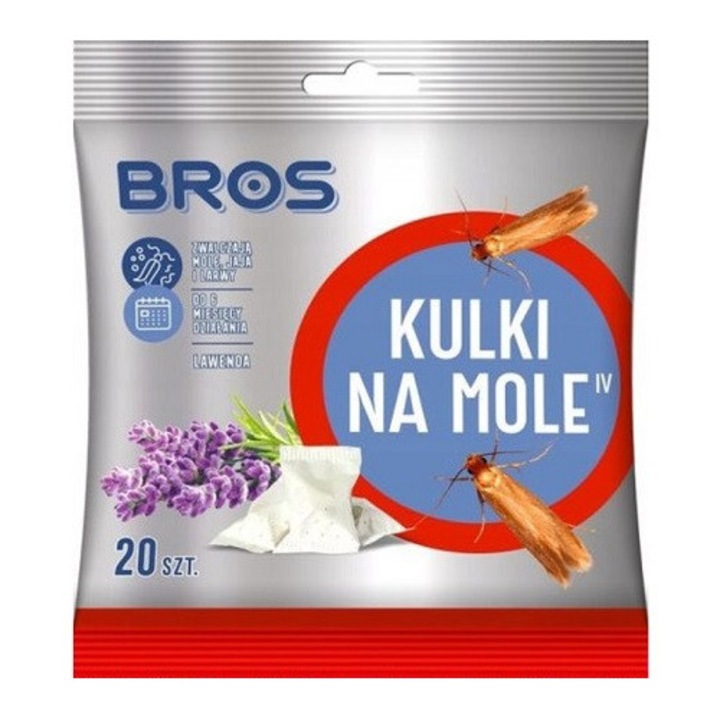 Pastile parfumate anti-molii, 20 buc, parfum lavanda, Bros