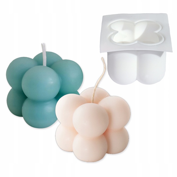 Комплект силиконови форми за свещи с мехурчета, Kastom, 3D