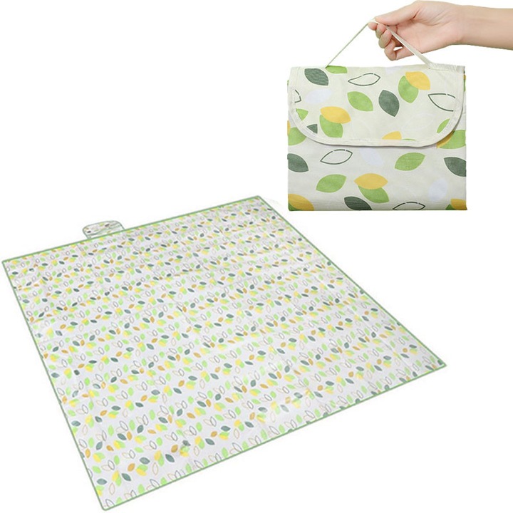 Одеяло за пикник, водоустойчиво и влагоустойчиво, 200x300 см, сгъваемо, лесно за транспортиране, достатъчно за 6 души да си починат удобно, използвано за къмпинг на открито, плаж, пътувания, барбекю, зелена среда