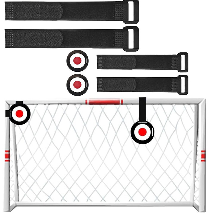 Set de 6 discuri de antrenament de fotbal, tinte de tragere cu banda reglabila pentru imbunatatirea preciziei reactiei, pentru baseball, fotbal, lacrosse si hochei, negru