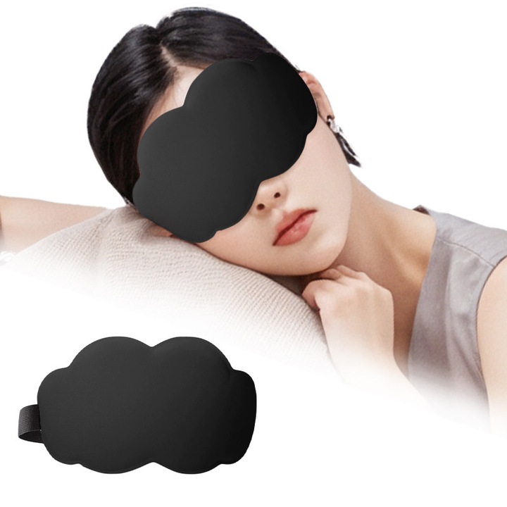 Masca de ochi, unisex, forma 3D, izolare 100% la lumina, portabila, imbunatateste somnul, ideala pentru zboruri lungi, somn superficial, somn rapid in deplasare, somn diurna sau lucratori in ture, negru