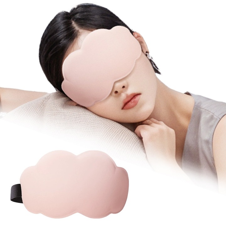 Маска за очи, унисекс, 3D форма, 100% светлоизолация, преносима, подобрява съня, идеална за дълги полети, лек сън, бърз сън в движение, сън през деня или работа на смени, розова