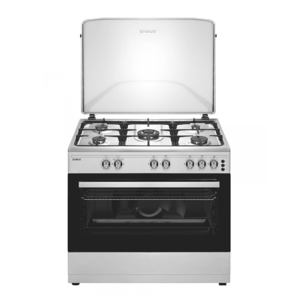 Aragaz Samus SM950AGRXS, 90x60 cm, 5 arzatoare, WOK, aprindere electrica