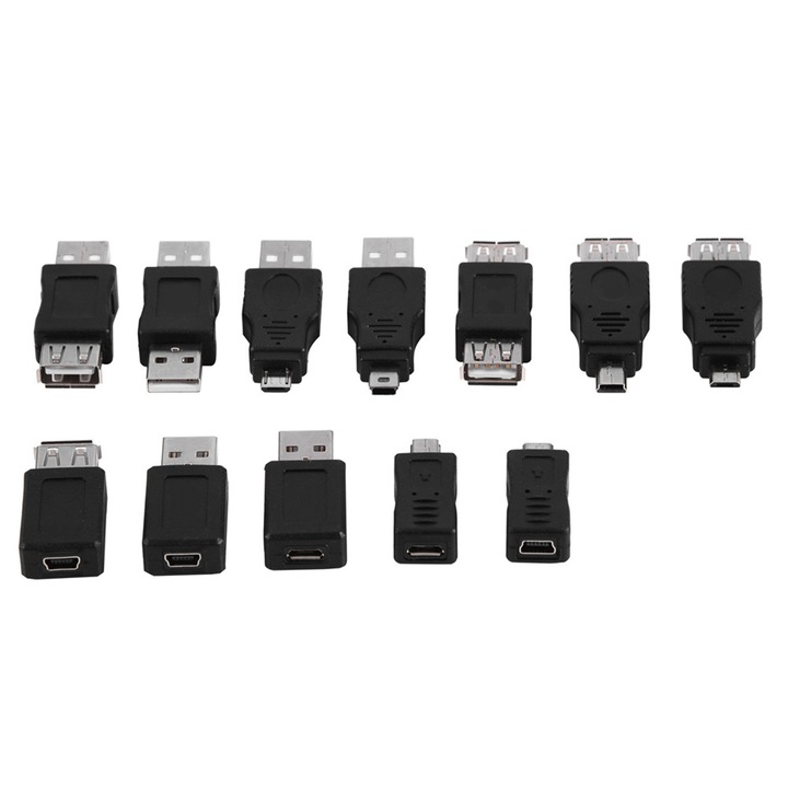 Pachet de 12 adaptoare USB Micro Mini Convertoare Mascula Femela