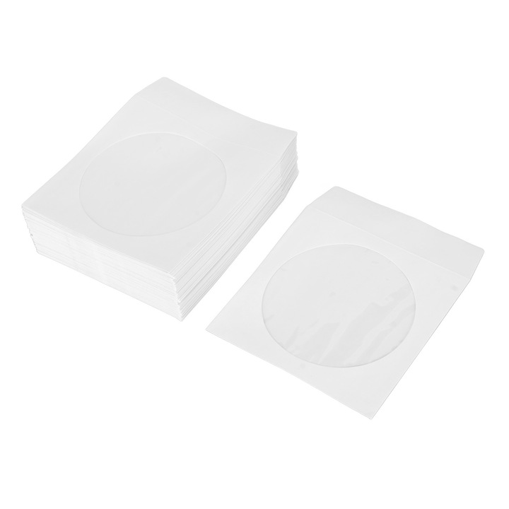 100 buc huse CD, transparente, rezistente la praf, reutilizabile