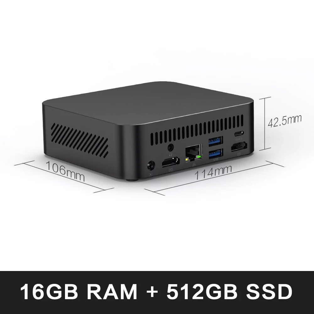 Mini PC, AMD Ryzen 7 5700U, 16 GB RAM, 512 GB SSD, 16 GB RAM 512