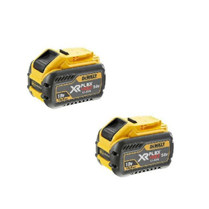 Set 2 acumulatori, DeWALT, 18/54V, 12.0Ah, negru/galben