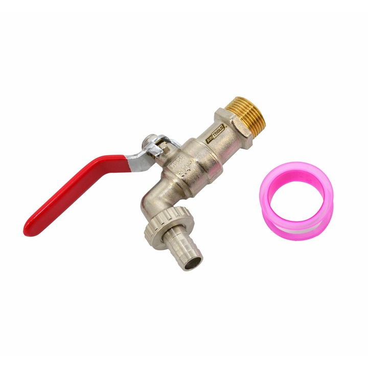 Robinet gradina, AwTools, mosiad cu nichel, 3/4", 245g