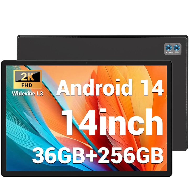 Таблет 14.1" MAGCH, Octa-Core, 36(12+24)GB RAM, 256GB ROM, Android 14.0, 5GHz WIFI, 2000*1200, 2K Full HD, 11580mAh, Black