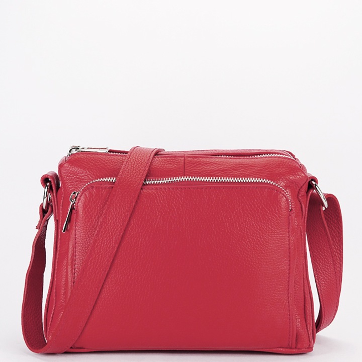 Червена чанта от естествена кожа Камелия 124 Червена