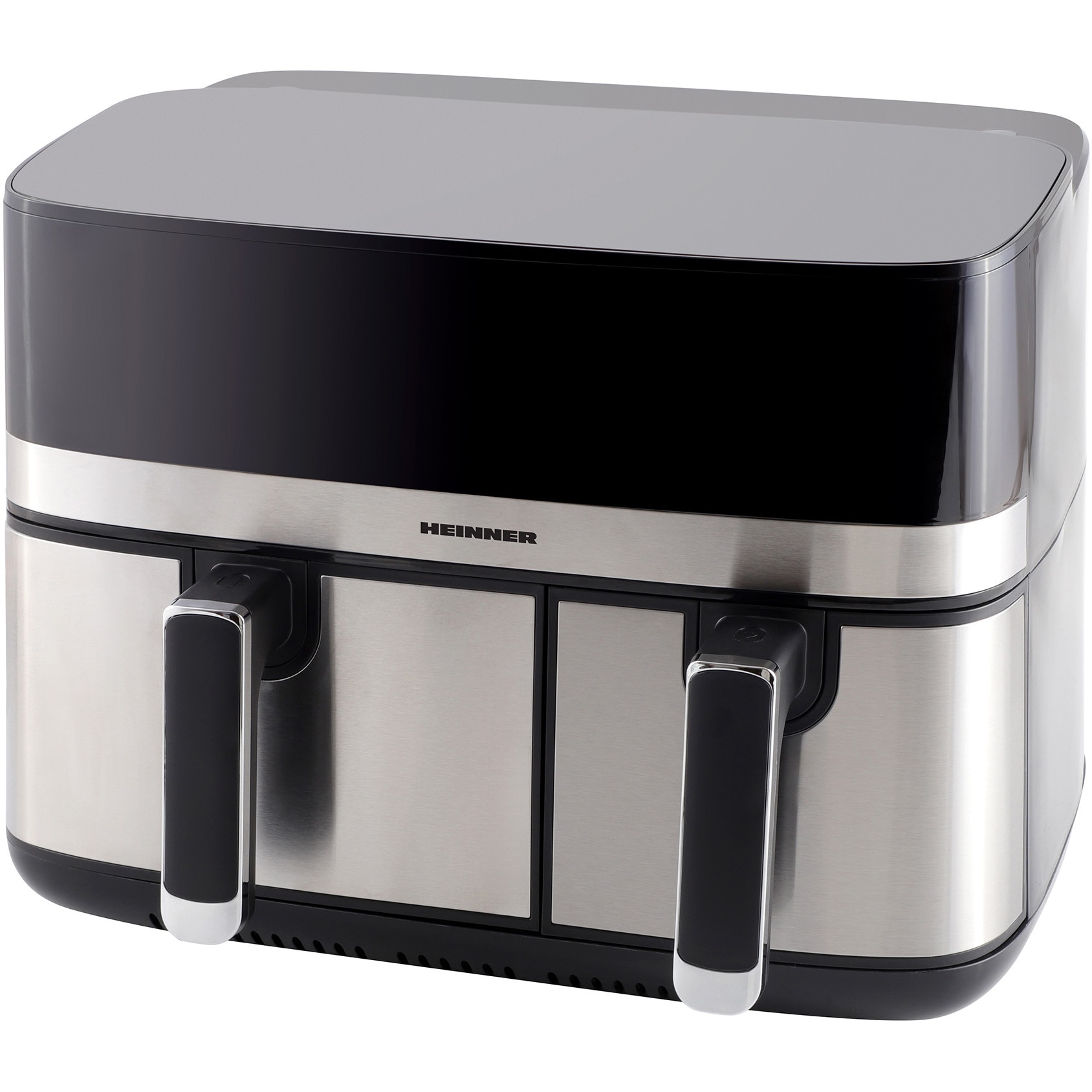 Friteuza dubla cu aer cald Heinner ProDual Fusion HAF-H9DB17BKS, 1700W, capacitate totala: 8.6L, display digital, control touch, control individual, 8 programe, functii SYNC&MATCH,