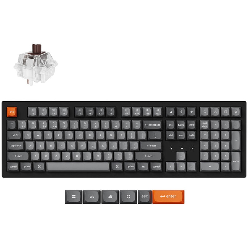 Tastatura mecanica wireless Keychron K10 Max, 2.4GHz/Bluetooth, switch-uri mecanice Super Brown, taste double-shot PBT, iluminare RGB, Windows/MacOS