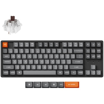 Tastatura mecanica wireless Keychron K8 Max, 2.4GHz/Bluetooth, switch-uri mecanice Super Brown, taste double-shot PBT, iluminare RGB, Windows/MacOS