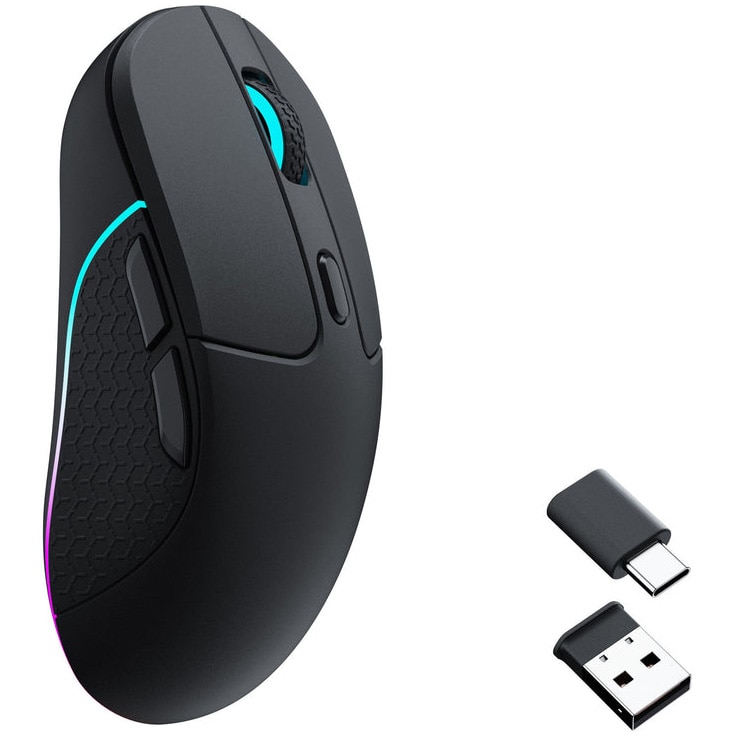 Mouse wireless Keychron M3, 2.4GHz/Bluetooth, rezolutie pana la 30K DPI, senzor Pixart 3395, iluminare RGB, 79g, Windows/MacOS, negru