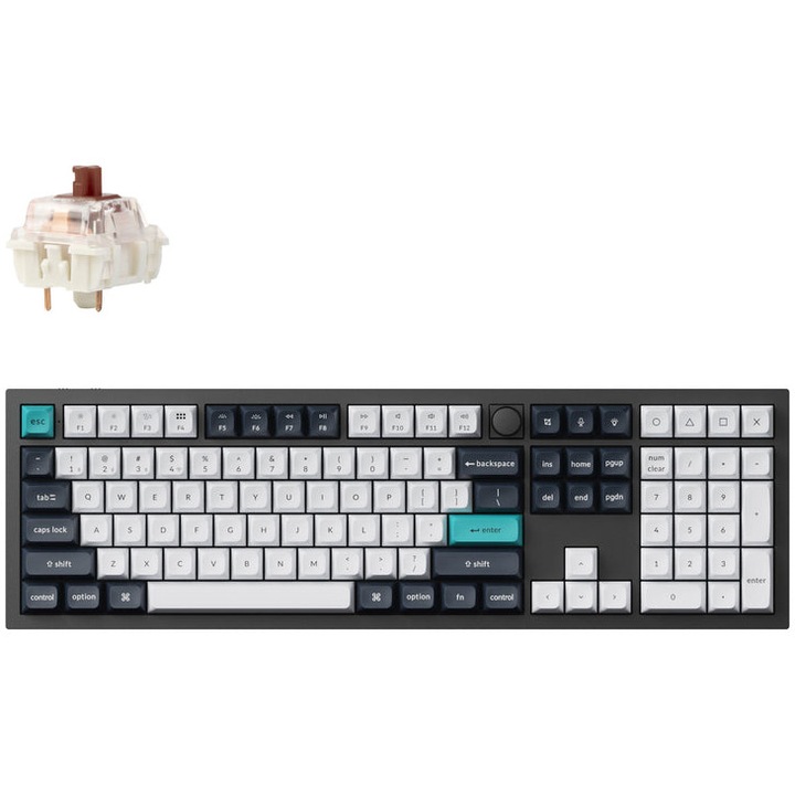 Tastatura mecanica wireless Keychron Q6 Max, 2.4 GHz /Bluetooth /Type-C, switch-uri mecanice, iluminare RGB, QMK, macOS/Windows/Linux, Carbon Black