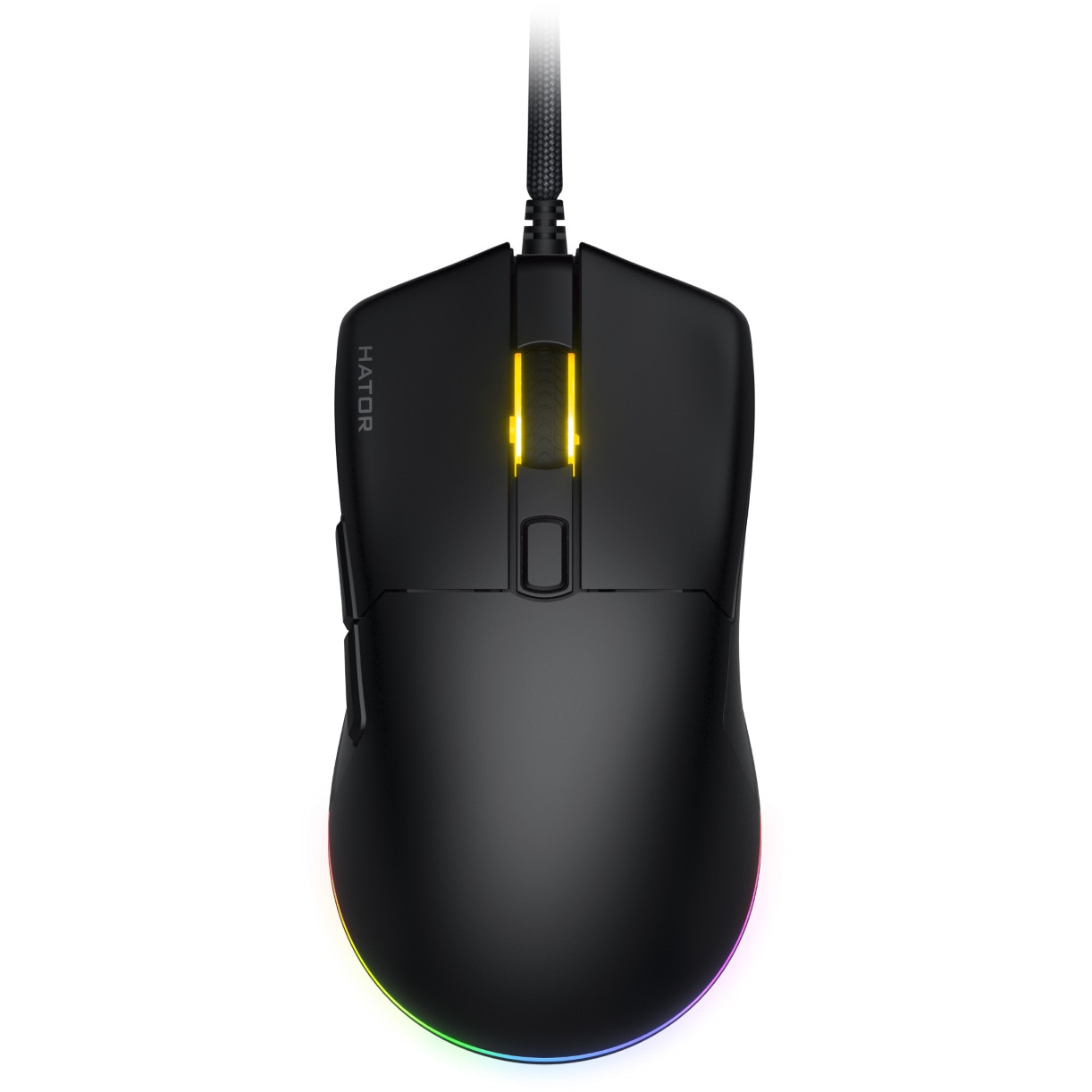 Mouse gaming cu fir Hator Pulsar 3, 12K DPI, conectivitate USB, senzor Optical PixArt PMW 3311, switch HATOR Optical 100M, iluminare RGB 16.8M culori, side switch Kailh 3M, negru