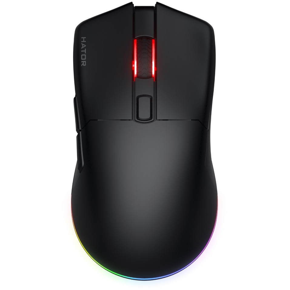 Mouse gaming wireless Hator Pulsar 3, 12K DPI, senzor Optical PixArt PMW 3311, switch HATOR Optical 100M, iluminare RGB 16.8M culori, sideswitch Kailh 3M, negru