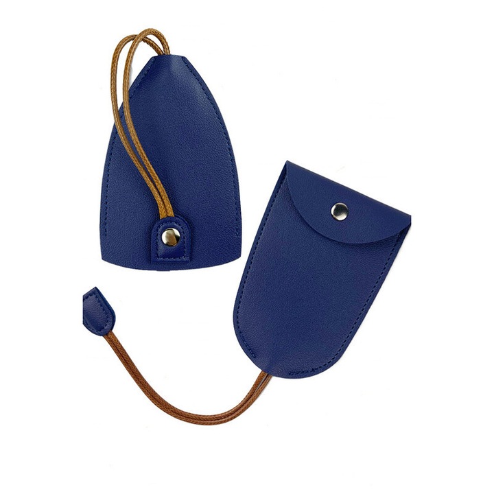 Set 2 brelocuri pentru chei, din piele naturala, albastru