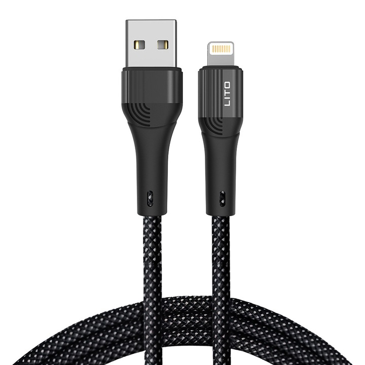 Cablu de date, Lito, USB to Lightning, 2.4A, 1m, Negru